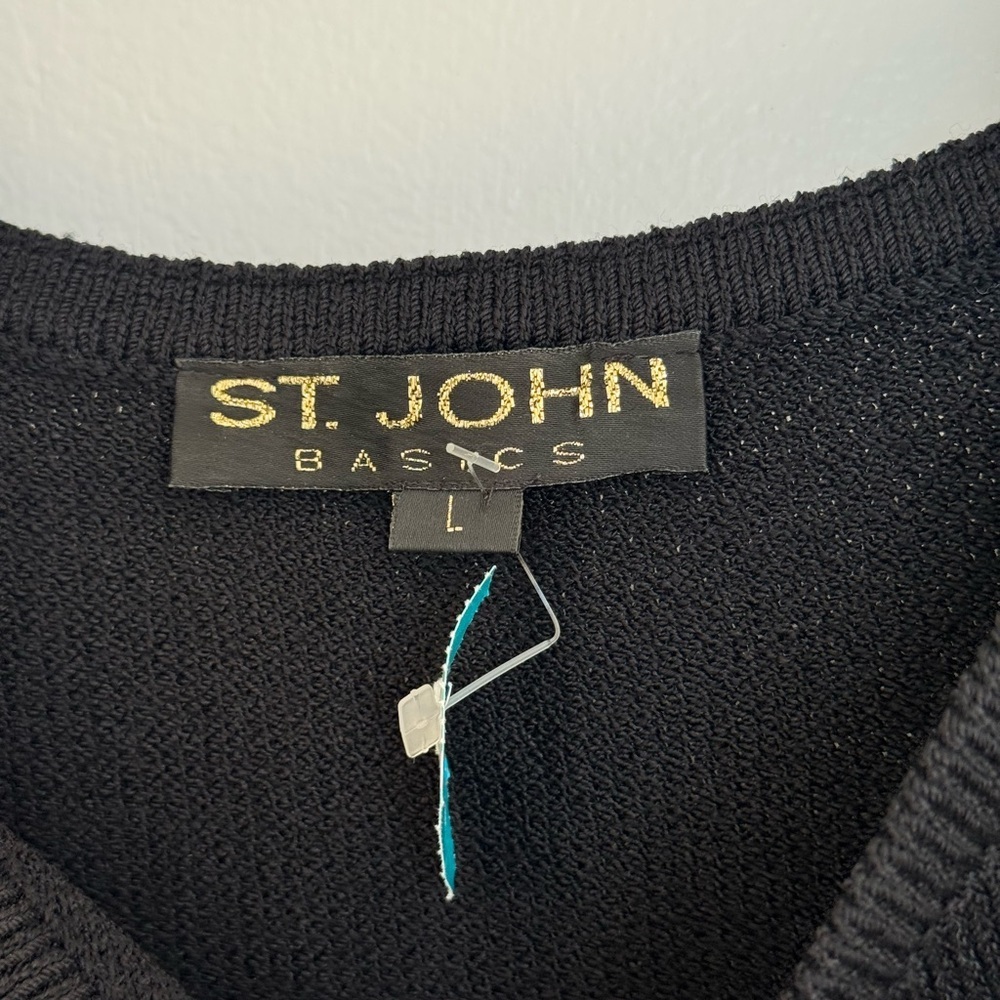 St. John Basics NWT Black Santana Knit Shell $245. L - Picture 3 of 6